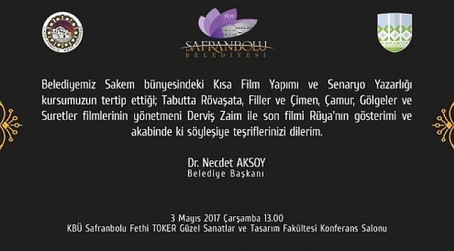 Derviş Zaim Söyleşisi ve film gösterimi