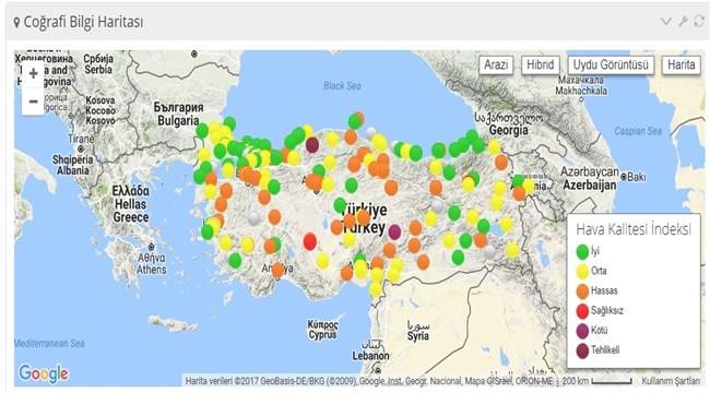 İşte Anlık Hava Kirliliği Değerleri