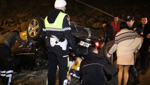 134 promil alkollü kadın sürücü otomobili ile takla attı