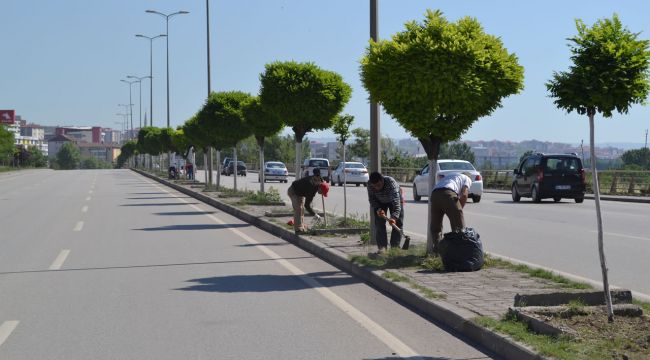 Karabük Belediyesinden Çevre Yolunda Refüj Temizliği