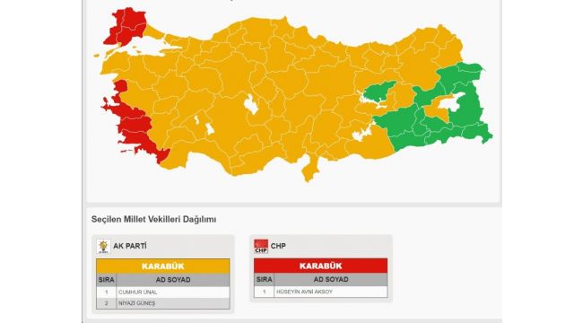 Karabük'te seçim sonuçları