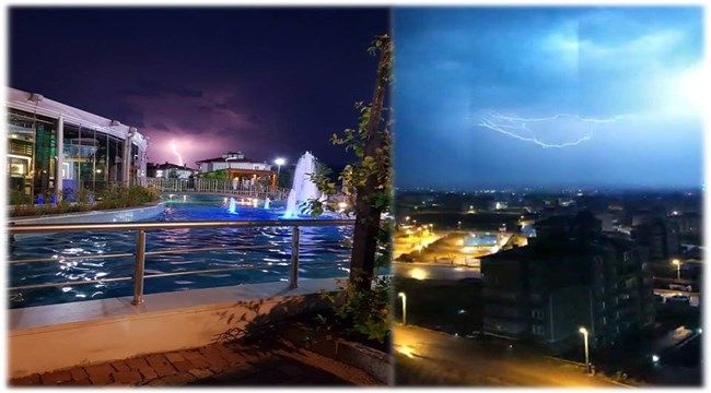 Şimşekler geceyi aydınlattı