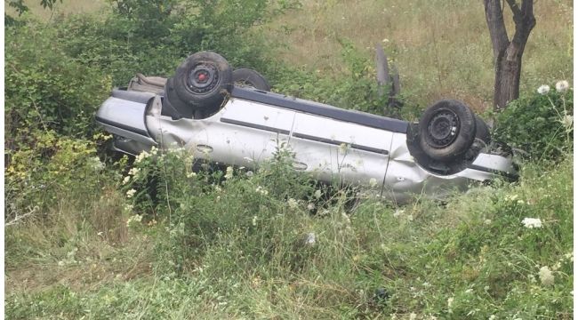 Yoldan çıkan otomobil takla attı: 4 yaralı