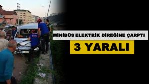 Minibüs elektrik direğine çarptı: 3 yaralı