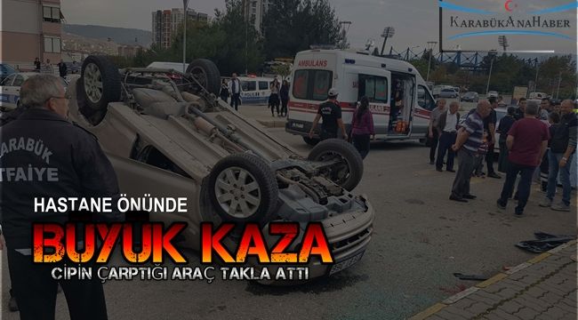 Cipin çarptığı otomobil takla attı