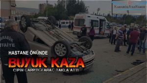 Cipin çarptığı otomobil takla attı