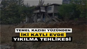 Temel kazısı yüzünden iki katlı evde yıkılma tehlikesi