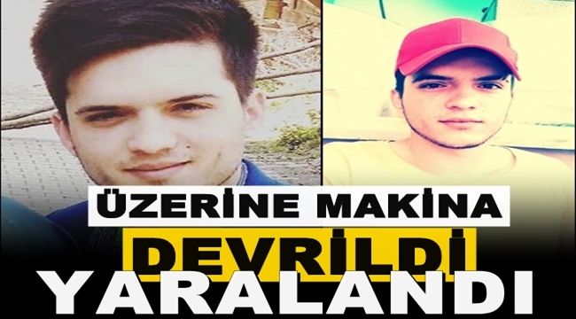 Üzerine makine devrilen işçi yaralandı