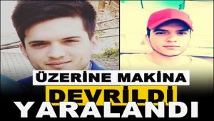 Üzerine makine devrilen işçi yaralandı