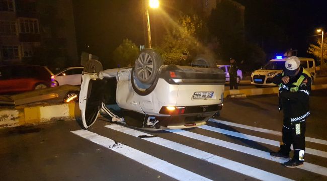 Otomobilin çarptığı cip takla attı: 2 yaralı