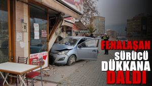 Direksiyonda fenalaşan sürücü dönerci dükkanına daldı