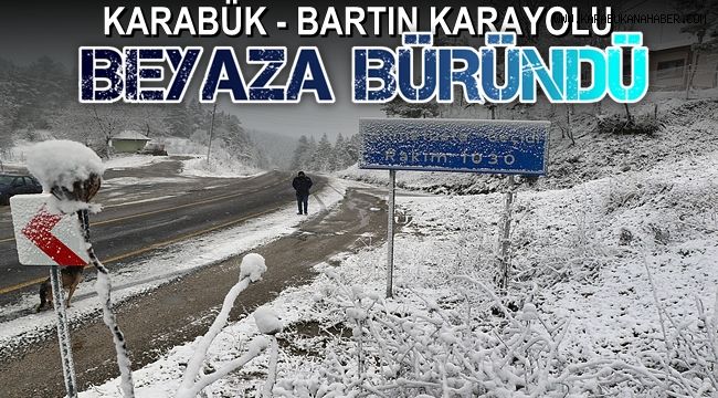 Karabük - Bartın karayolunda kar yağışı etkili oluyor
