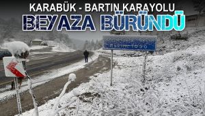 Karabük - Bartın karayolunda kar yağışı etkili oluyor