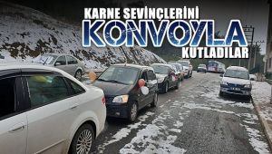 Karne sevinçlerini konvoyla kutladılar