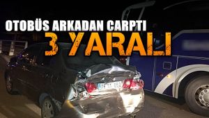 Yolcu otobüsü ışıklarda bekleyen araca çarptı: 3 yaralı