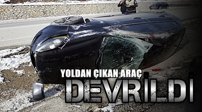 Yoldan çıkan otomobil devrildi