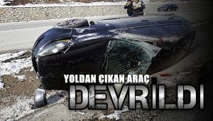 Yoldan çıkan otomobil devrildi