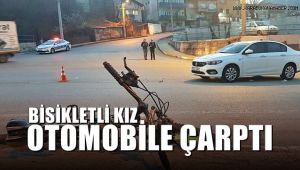 Bisikleti ile otomobile çarpan kız yaralandı