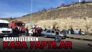 Kazayı izlerken kaza yaptılar