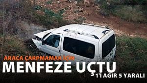 Kayan araca çarpmamak için menfeze uçtular: 1'i ağır 5 yaralı