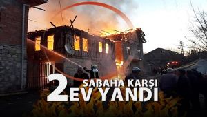Köyde sabaha karşı çıkan yangında 2 ev yandı