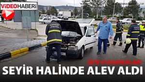 Seyir halindeki otomobil alev aldı