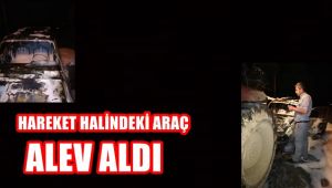 Hareket halindeki otomobil alev aldı