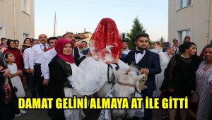 Damat gelini almaya otomobil yerine atla gitti