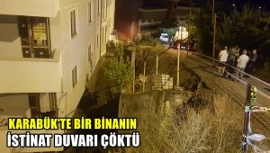 Karabük'te bir binan istinat duvarı çöktü