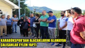 Karabükspor'dan maaşlarını alamayan eski çalışanlar eylem yaptı