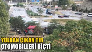Yoldan çıkan tır park halindeki otomobilleri biçti