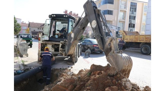 Safranbolu'da yağmur suyu hattı çalışması