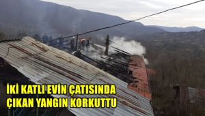 İki katlı evin çatısındaki yangın korkuttu