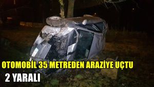 Otomobil 35 metreden araziye uçtu: 2 yaralı