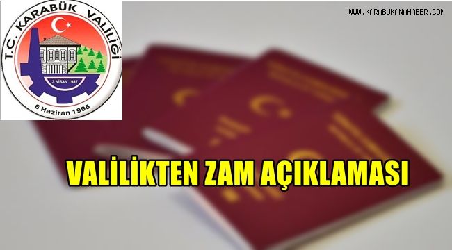 Valilikten zam açıklaması