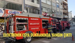 Karabük'te elektronik eşya dükkanında yangın korkuya neden oldu
