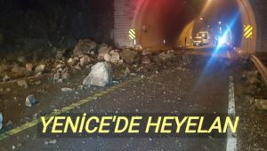 Karabük-Yenice yoluna kaya parçaları düştü