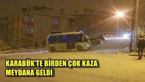 Buz pistine dönen yolda kazalar art arda geldi