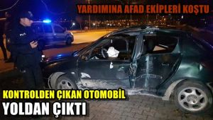 Kontrolden çıkan otomobil yoldan çıktı