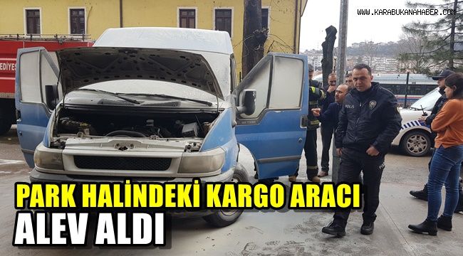 Park halindeki kargo aracı alevlere teslim oldu