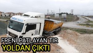 Freni patlayan tır yoldan çıktı: 1 yaralı