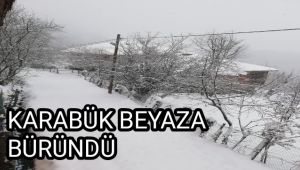 Karabük baharda yağan karla beyaza büründü