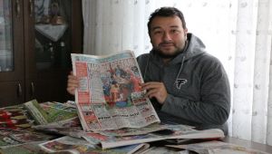 Biriktirdiği gazete küpürlerinde Karabükspor'u sergiledi