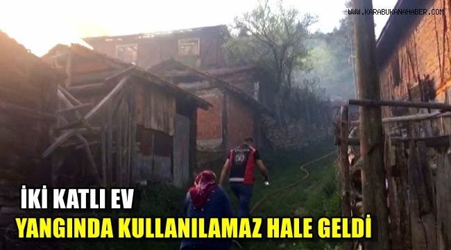 İki katlı ev yangında kullanılmaz hale geldi