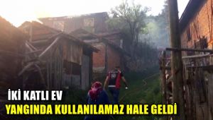 İki katlı ev yangında kullanılmaz hale geldi