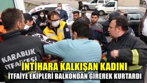 İntihara kalkışan kadını itfaiye ekipleri balkondan girerek kurtardı