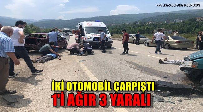 İki otomobil çarpıştı: 1'i ağır 3 yaralı