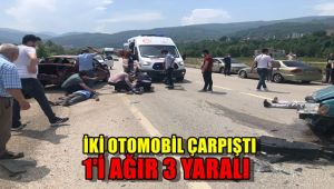 İki otomobil çarpıştı: 1'i ağır 3 yaralı