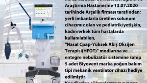 Karabük'e 5 adet solunum cihazı hediye edildi