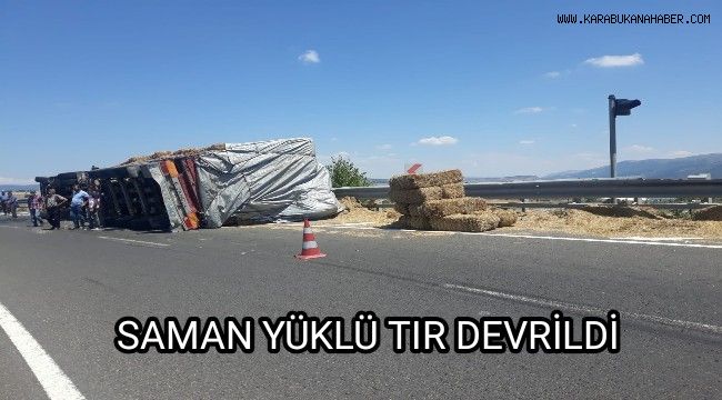 Saman yüklü tır devrildi: 2 yaralı